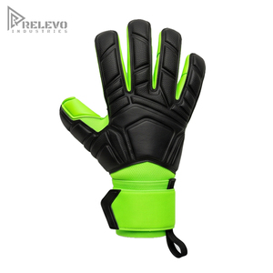 Custom Neon Goalkeeper Gloves Roll Finger Hybrid Cut Micro Perforated Palm Moulded Black Rubber Backing Elastic Wrap <b>Strap</b> - Product Image 1