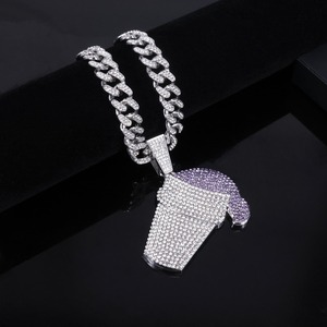 Collar con Colgante de Dibujos Animados de Helado en Aleación, Joyería de Moda Hip-Hop para Hombres y Mujeres, Colgante de Diamante Moissanita - Product Image 3