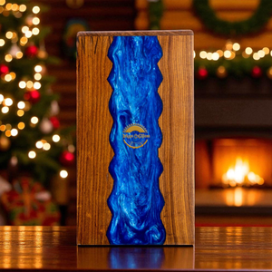 Handcrafted Ocean Wave Resin & Natural Wood Cremation Urn Blue Epoxy Ashes <b>Box</b> Artistic Funeral <b>Memorial</b> <b>Keepsake</b> by AYAANS - Product Image 1