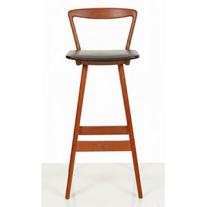 Chaise de bar ergonomique avec repose-pieds hauts en bois de teck massif, style moderne du milieu du siècle, pour hôtel, ferme, projet commercial, intérieur - Product Image 2