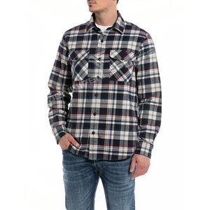 Camisas de Franela a Cuadros Multicolores Casuales para Hombre, Manga Larga, Estilo Urbano Personalizado, 100% Algodón, Cierre de un Solo Botón - Product Image 1
