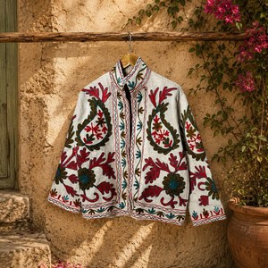 Elegancia vintage con moda boho moderna, chaqueta para mujer con un toque de lujo y originalidad, abrigo blazer bordado para invierno. - Product Image 3