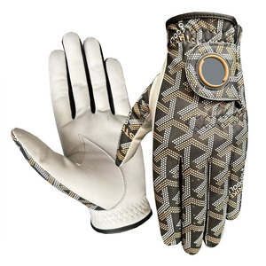 Guantes de golf para mano derecha, cuero genuino, estampado por sublimación, antideslizantes, cierre de gancho y bucle, deportivos unisex - Product Image 1