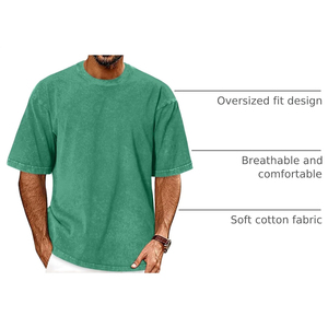 T-shirt vert délavé en coton 100 % pour homme, coupe oversize, manches courtes, col rond, style streetwear, couleur unie, OEM ODM, le plus vendu - Product Image 6
