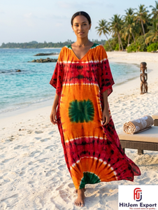 Printed <b>Kaftan</b> Dress Ladies Beach Wear Soft Fabric Loose Fit <b>Summer</b> Resort Cover Up Island Vacation Wholesale Export Supply - Product Image 2