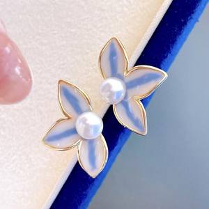 Oferta Especial, Pendientes de Perlas de Agua Dulce con Forma de Trébol Azul de 4-5 mm, Joyería Recién Llegada, Oferta Especial, Pendientes de Trébol Azul - Product Image 1