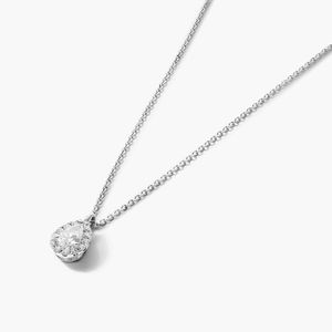 Halo Pear Shaped Diamond <b>Necklace</b> In White Gold - Product Image 1