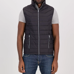 Men's <b>Black</b> Quilted Puffer <b>Vest</b> Zipper Closure Waterproof Reversible Mandarin Collar Floral Pattern Casual Outerwear Winter - Product Image 4