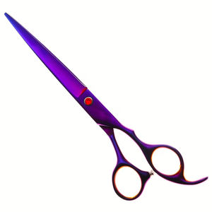 Ciseaux de coiffure professionnels de qualité salon, couleur violette, avec poignée confortable et vis de tension réglable pour une coupe parfaite à chaque fois. - Product Image 1