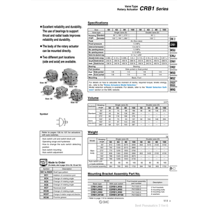Équipement électrique d'actionneur rotatif CRB1BS100-180S pneumatique SMC - Product Image 2