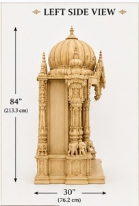 Templo Jagannath Tradicional de Madera de Teca, Estilo de Cúpula Majestuosa Personalizada para el Hogar, Templo de Pooja Duradero con Acabado Natural de Teca Sólida - Product Image 3