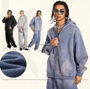 Épaissir polaire ample décontracté pull à capuche Cardigan pull hommes veste polyvalente hauts personnalisés imprimés sweats à capuche - Product Image 1