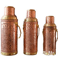 Bouteille Thermique en Cuivre Écologique Style Tibétain Ancien, Sculptée à la Main, Lavable à Chaud, Personnalisable