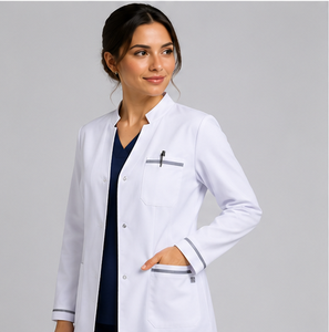 Professional <b>White</b> <b>Lab</b> <b>Coat</b> for Surgeon Unisex Breathable Cotton Polyester Hospital Workwear Long Sleeve Medical Uniform - Product Image 3