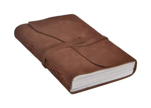 Soft Leather Flap Journal with 200 <b>Blank</b> Pages Saddle Stitching and Thread Sewing Spiral Binding - Product Image 3
