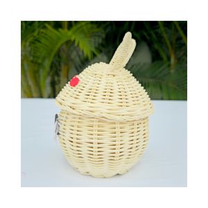 Hien Luong 25DVHL01 Cesta Decorativa de Ratán Blanco Hecha a Mano con Tapa en Forma de Animal, Calidad de Exportación, para Decoración del Hogar, Vietnam - Product Image 3