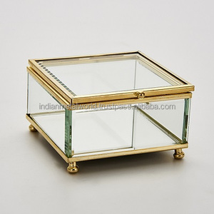Caja de almacenamiento de joyas de metal, organizador de joyería de vidrio transparente moderno, con forma personalizada, cuatro unidades - Product Image 2