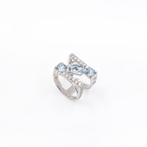 Bague en argent sterling 925 avec topaze bleue naturelle, plaquée rhodium, bijoux fins OEM ODM - Product Image 2