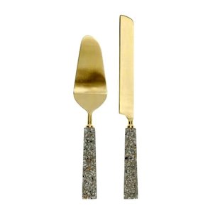 Silver Polished Stainless Steel Cake Server Set with Handmade Embossed Black Handle End Tableware Metal Cake Tools - Product Image 6
