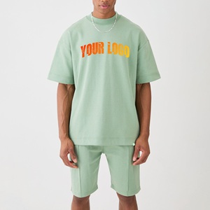 Ensemble décontracté deux pièces pour homme : T-shirt à manches courtes en coton bouclette respirant et short – Collection été - Product Image 3