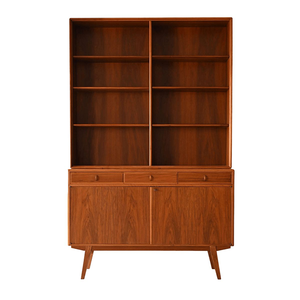 Mid-Century Modern Teak <b>Bookcase</b> Cabinet | Danish Style Open Shelf Wall Unit & Storage Credenza - Product Image 1