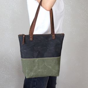 Bolso Tote de Lona y Cuero Impermeable con Bordado Abierto, Bolso de Hombro de Moda para Mujer, Gran Capacidad, para Viajes y Compras LCTB-0047 - Product Image 4