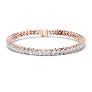 8.40 CT Rose <b>Gold</b> Marquise Lab Grown Diamond Bracelet in 18K <b>Solid</b> <b>Gold</b>, 7 Inch Statement Tennis Bracelet - Product Image 1