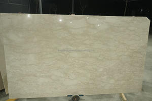 Calacatta Carrara สีเบจหินอ่อนธรรมชาติตุรกีหินงาช้าง veining สำหรับห้องครัววิลล่าภายในบันไดรับประทานอาหาร - Product Image 2