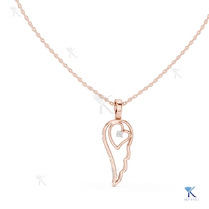 จี้เพชรเลี้ยงในห้องปฏิบัติการรูปปีก ดีไซน์หรูหรา สร้อยคอทองคำแท้ 14K 18K ของขวัญแทนใจสำหรับผู้หญิง เครื่องประดับอันทรงคุณค่า - Product Image 2