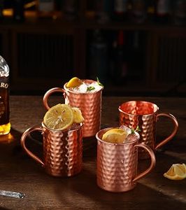 Verre à vin de luxe en cuivre martelé avec paille, sans BPA, pour cocktails, whisky, bière, jus et usage quotidien - Product Image 4