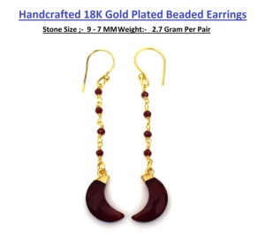 Gold Plated Agate Moon Drop <b>Earrings</b> Women's Bohemia Style Everyday Wear - Product Image 2