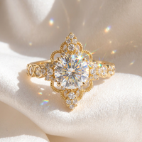 Bague de fiançailles personnalisée en diamant de laboratoire VVS taille ronde, certifiée IGI, en or jaune 18 carats, avec halo de diamants de laboratoire, bijoux fins de mariée