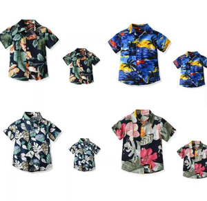 เสื้อเชิ้ตแขนสั้นพิมพ์ลายเขตร้อนสำหรับเด็กผู้ชาย เสื้อลำลองคอปกพับได้ โพลีเอสเตอร์ เสื้อฤดูร้อน - Product Image 3