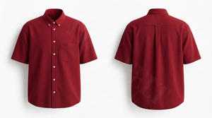 Chemise boutonnée à manches courtes pour homme de qualité supérieure, décontractée, en coton uni, pour le travail, le bureau, l'été, avec poche classique - Product Image 3