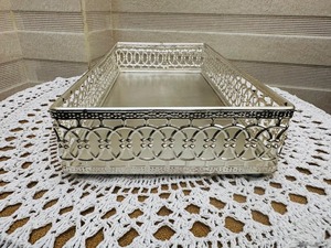 Luxury Silver Iron Decorative Serving Tray Rectangle Metal Display Tray Vanity Organizer Table Centerpiece Wedding Gift <b>Home</b> Use - Product Image 5