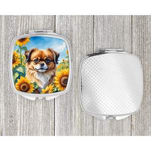 Espejo de maquillaje de mano plegable compacto de girasoles tibetanos Spaniel, espejo decorativo de viaje portátil, regalo para mujeres y niñas - Product Image 4
