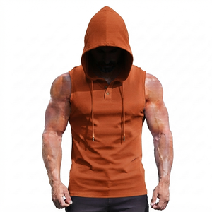 Sudadera con Capucha Lisa y Elegante, Tejida, con Bolsillo y Diseño de Botones, Transpirable, 100% Algodón de Calidad Superior, para Gimnasio, Verano, Hombre, Nueva - Product Image 5