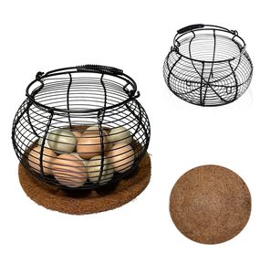 <b>Egg</b> <b>basket</b> rustic wire <b>egg</b> holder farmhouse <b>egg</b> <b>basket</b> black metal <b>egg</b> <b>basket</b> <b>egg</b> display <b>basket</b> kitchen storage table ware - Product Image 1
