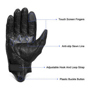 Guantes de Motociclismo Samroz, Cuero Genuino, Premium, Transpirables, Ecológicos, con Pantalla Táctil, Antideslizantes, Unisex, para las Cuatro Estaciones, Suaves - Product Image 3