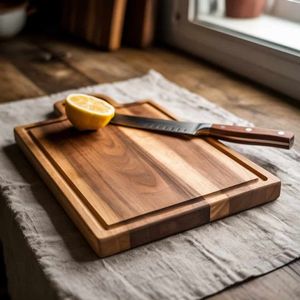 Planche à découper en bois épaisse, faite à la main, pour la cuisine, la découpe de légumes, de fruits, de viande, de pain, durable et naturelle - Product Image 1