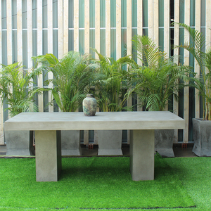VIETCRAFTCHAIN Table à manger rectangulaire classique moderne en béton dessus imperméable léger et durable pour l'utilisation de meubles d'extérieur - Product Image 3