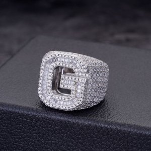 แหวนเพชรโมอิสซาไนต์ตัวอักษร G เงินแท้ 925 ประดับเพชรเต็มวง แหวนอักษรย่อ สไตล์ฮิปฮอป เครื่องประดับโดดเด่น - Product Image 4