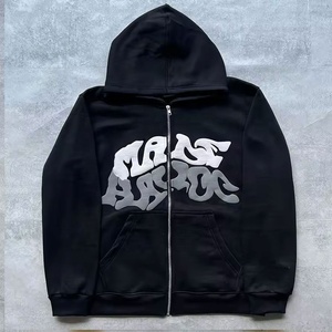 Sudadera con capucha con cremallera personalizada de alta calidad, doble capa, hombro caído, peso pesado, sudaderas con cremallera de gran tamaño, Sudadera con capucha de lana de algodón - Product Image 2