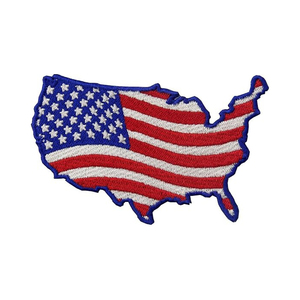 Custom USA American Flag Embroidered Patch <b>Gold</b> Border Iron On Sew On Hook Loop Uniform Backpack Embroidered Badge - Product Image 5
