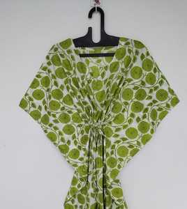 Handmade Floral Print Cotton Kaftan Maxi Dress Lightweight Beach <b>Cover</b> Up - Product Image 1