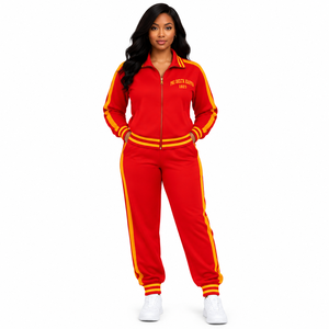 PDK <b>Womens</b> Polyester Tracksuit Premium Sportswear Two Piece Set Featuring Comfortable Zip Front <b>Jacket</b> and Jogger Bottoms - Product Image 1