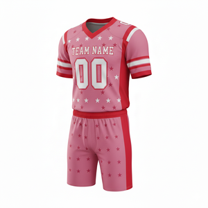 Ensemble de maillot et short de football américain personnalisé sublimé avec position du logo sur le devant, 100% polyester, antibactérien, séchage rapide - Product Image 2
