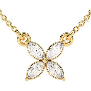 Collar con colgante de oro amarillo de 14K, forma de flor, corte Marquesa, Moissanite Joyería de diamantes, colgante de su amuleto - Product Image 1