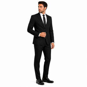 Costume d'affaires noir pour homme, style britannique, revers cranté, simple boutonnage, infroissable, coupe classique, mélange de laine, 3 pièces, pour adultes - Product Image 3