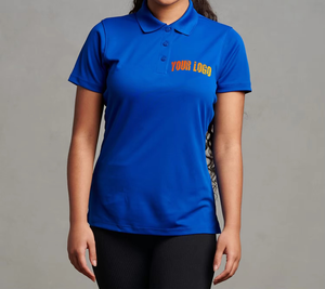 เสื้อโปโลกีฬาผู้หญิง คอวี ผ้าฝ้าย ปักโลโก้ คอวี ไม่มีกระดุม - Product Image 1